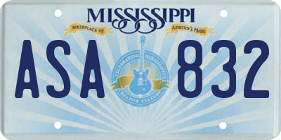 MS license plate ASA832
