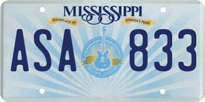 MS license plate ASA833