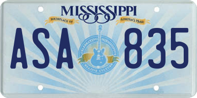 MS license plate ASA835