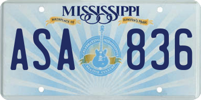 MS license plate ASA836