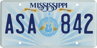 MS license plate ASA842