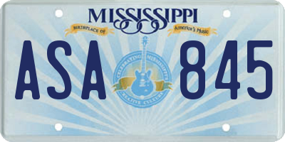 MS license plate ASA845