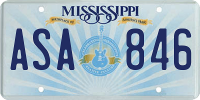 MS license plate ASA846