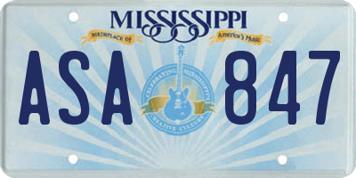 MS license plate ASA847