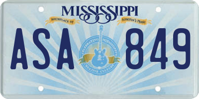 MS license plate ASA849