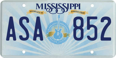 MS license plate ASA852