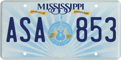 MS license plate ASA853