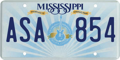 MS license plate ASA854