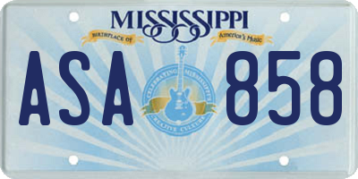 MS license plate ASA858
