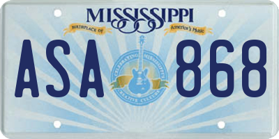 MS license plate ASA868