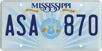 MS license plate ASA870