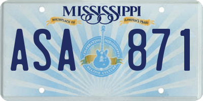 MS license plate ASA871