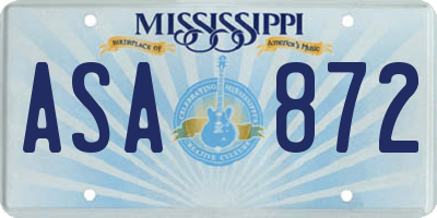 MS license plate ASA872