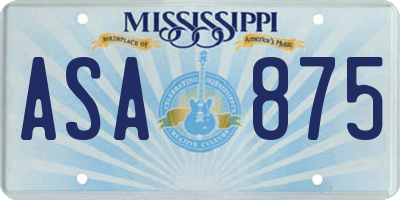 MS license plate ASA875
