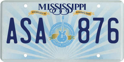 MS license plate ASA876