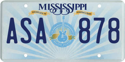 MS license plate ASA878