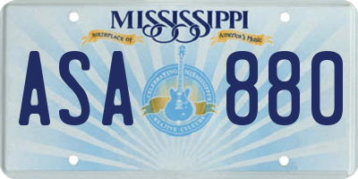 MS license plate ASA880
