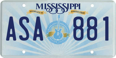 MS license plate ASA881