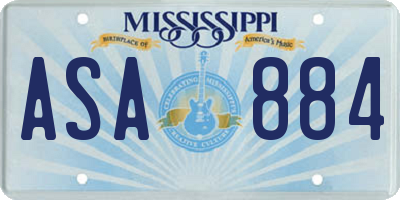MS license plate ASA884