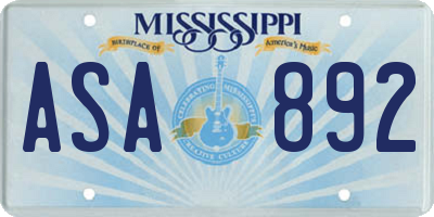 MS license plate ASA892