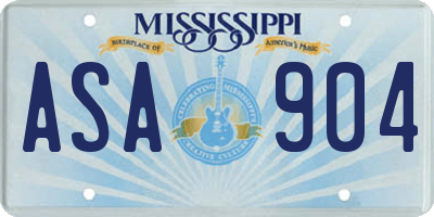 MS license plate ASA904