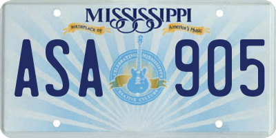 MS license plate ASA905
