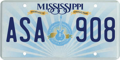 MS license plate ASA908