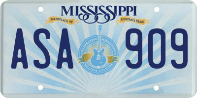 MS license plate ASA909