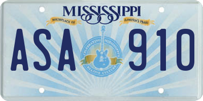 MS license plate ASA910