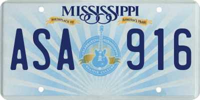 MS license plate ASA916