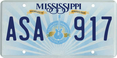 MS license plate ASA917