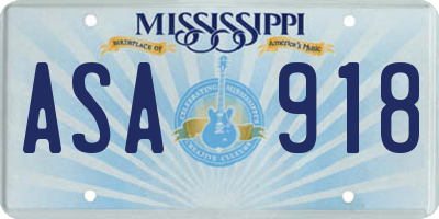 MS license plate ASA918