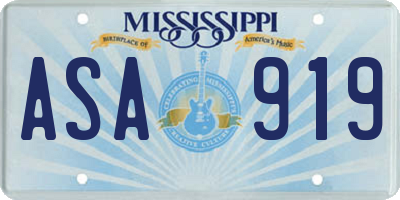 MS license plate ASA919
