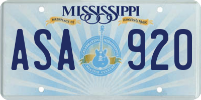 MS license plate ASA920