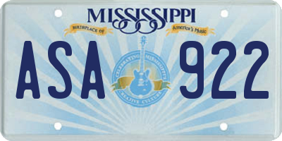 MS license plate ASA922
