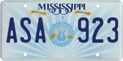 MS license plate ASA923