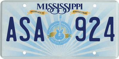MS license plate ASA924