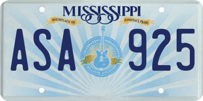 MS license plate ASA925