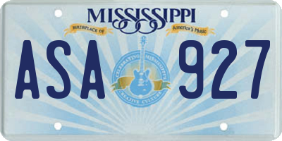 MS license plate ASA927