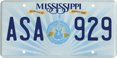 MS license plate ASA929