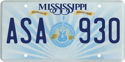 MS license plate ASA930