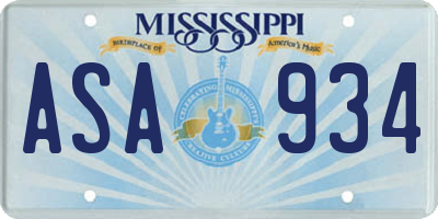 MS license plate ASA934