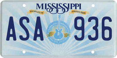 MS license plate ASA936
