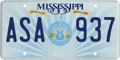MS license plate ASA937