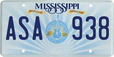MS license plate ASA938