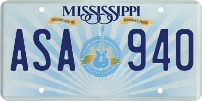 MS license plate ASA940