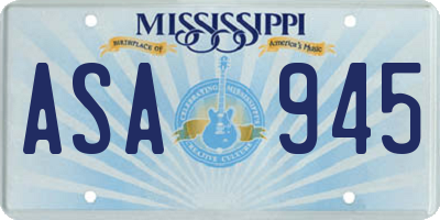 MS license plate ASA945