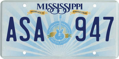 MS license plate ASA947