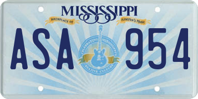 MS license plate ASA954