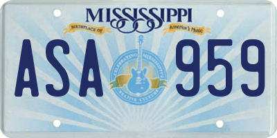 MS license plate ASA959